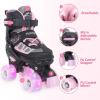 MammyGol Roller Skates for Kids Boys Girls, Adjustable Quad Skates with Light Up Wheels for Toddler Little Kids Ages 6-12 Size 13C 1 2, Beginners Outdoor Sports, Pink view 3