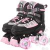 MammyGol Roller Skates for Kids Boys Girls, Adjustable Quad Skates with Light Up Wheels for Toddler Big Kids Ages 6-12 Size 3 4 5 6, Beginners Outdoor Sports, Pink view 1