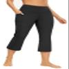 AFITNE Capri Pants for Women Bootcut Yoga Pants with Pockets High Waisted Flare Workout Bootleg Yoga Crop Flared Athletic Gym Pants Black - M view 2
