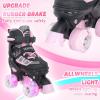 MammyGol Roller Skates for Kids Boys Girls, Adjustable Quad Skates with Light Up Wheels for Toddler Little Kids Ages 6-12 Size 9C 10C 11C 12C, Beginners Outdoor Sports, Pink view 2