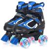 MammyGol Roller Skates for Boys Girls, 4 Sizes Adjustable Quad Skates for Kids with All Light up Wheels, Full Protection for Toddler's Indoor and Outdoor Play Blue Ages 8-12 view 1