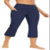 AFITNE Capri Pants for Women Bootcut Yoga Pants with Pockets High Waisted Flare Workout Bootleg Yoga Crop Flared Athletic Gym Pants Navy Blue - XL view 2