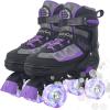 MammyGol Roller Skates for Kids Boys Girls, Adjustable Quad Skates with Light Up Wheels for Toddler Little Kids Ages 6-12 Size 9C 10C 12C, Beginners Outdoor Sports, Purple view 1
