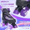 MammyGol Roller Skates for Kids Boys Girls, Adjustable Quad Skates with Light Up Wheels for Toddler Little Kids Ages 6-12 Size 9C 10C 12C, Beginners Outdoor Sports, Purple view 2