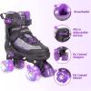 MammyGol Roller Skates for Kids Boys Girls, Adjustable Quad Skates with Light Up Wheels for Toddler Little Kids Ages 6-12 Size 9C 10C 12C, Beginners Outdoor Sports, Purple view 3
