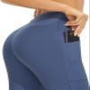 AFITNE Capri Pants for Women Bootcut Yoga Pants with Pockets High Waisted Flare Workout Bootleg Yoga Crop Flared Athletic Gym Pants Sky Blue - XS view 3