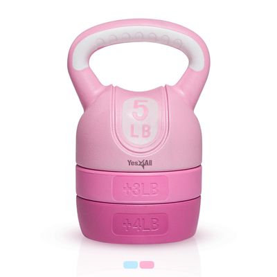 Yes4All Adjustable Kettlebell for Women Pink Home Gym Set, 5lb12lb Adjustable Weight, Compact Kettlebell Set for Strength Training