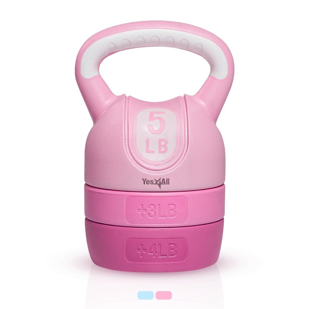 Yes4All Adjustable Kettlebell for Women  Pink Home Gym Set, 5lb12lb Adjustable Weight, Compact Kettlebell Set for Strength Training