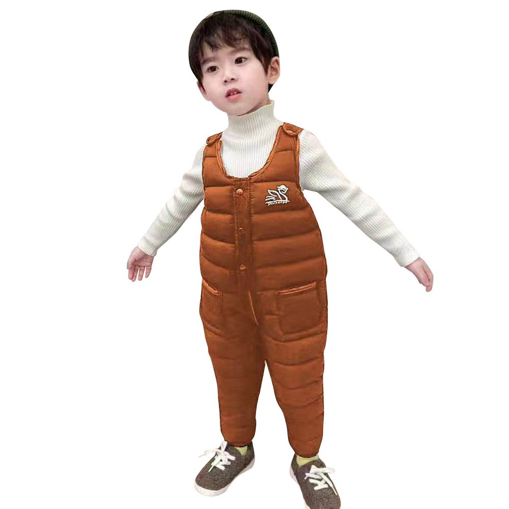 Baby Toddlers Snow Bib Overalls Winter Warm Pants Thicken Skiing Bibs for Girls & Boys 1-5 Years (Brown, 3-4 Years)