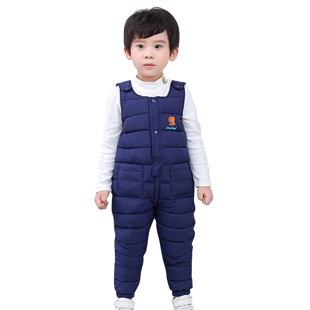 Kids Snow Bib Overalls Winter Warm Snow Pants Insulated Skiing Bibs for Girls & Boys 1-5 Years (Dark Blue, 4-5 Years)