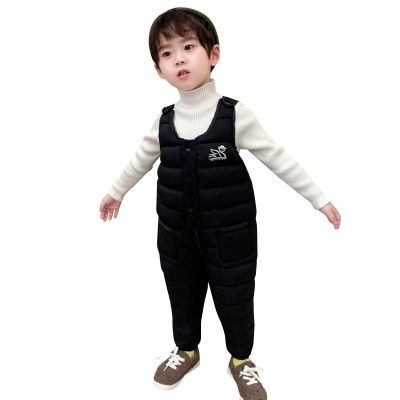Baby Toddlers Snow Bib Overalls Winter Warm Pants Thicken Skiing Bibs for Girls & Boys 1-5 Years (Black, 18-24 Months)