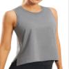 Workout Tops for Women Crop Sleeveless Workout Shirts for Women Athletic Running Yoga Tank Top for Women Light Grey view 1