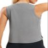 Workout Tops for Women Crop Sleeveless Workout Shirts for Women Athletic Running Yoga Tank Top for Women Light Grey view 2