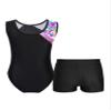 YEAHDOR Girls Dance Leotard Shiny Metallic Patchwork Gymnastic Leotard with Shorts Set 4-16Y Colorful Heart 3-4 Years view 2