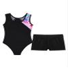 YEAHDOR Girls Dance Leotard Shiny Metallic Patchwork Gymnastic Leotard with Shorts Set 4-16Y Colorful Heart 3-4 Years view 4