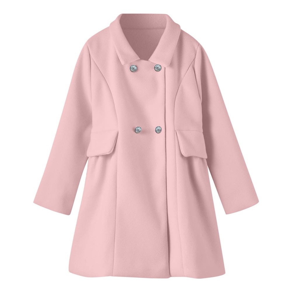 Girls' Long Cardigan Coat, Toddler Girls Coat Winter Windproof Thicken Jacket Kids Warm Fleece (Pink-C, 1-2 Years)