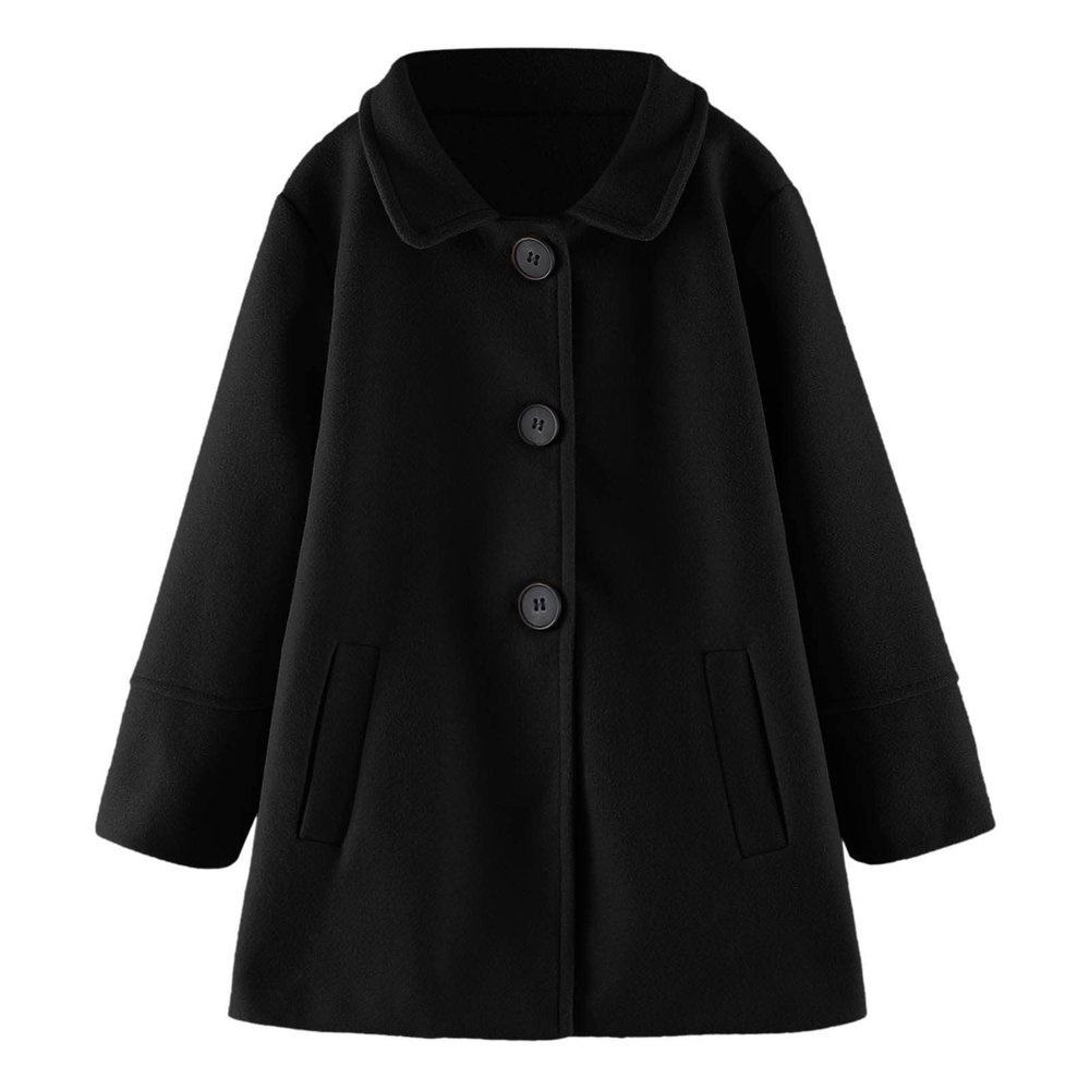 Girls' Long Cardigan Coat, Toddler Girls Coat Winter Windproof Thicken Jacket Kids Warm Fleece (Black-D, 4-5 Years)