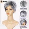 BECUS Gray Wigs for Women Grey Wig for Black Women Sliver Grey Wigs for White Women Pixie Cut Layered for Women Synthetic with Free Wig Cap view 2