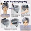 BECUS Gray Wigs for Women Grey Wig for Black Women Sliver Grey Wigs for White Women Pixie Cut Layered for Women Synthetic with Free Wig Cap view 3