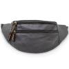 Black Genuine Leather Fanny Pack Large Multi Zippered Waist Bag Design Hip Purse view 1