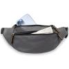 Black Genuine Leather Fanny Pack Large Multi Zippered Waist Bag Design Hip Purse view 2
