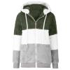 XUNRYAN Winter Coats Womens Fuzzy Faux-Fur Jackets Striped Zip Up Hoodies Long Sleeve Jacket Winter Fashion Colorblock Coats view 3