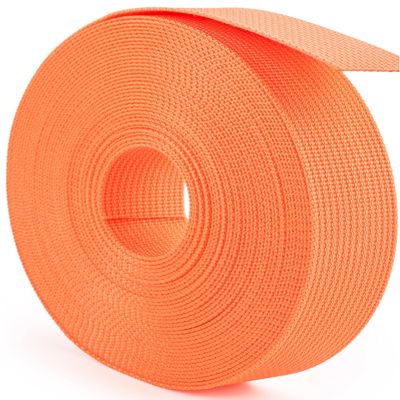 DEYACE 2 Inch Nylon Webbing Strap with Plastic Tri-Glide Slide Clips, 10 25 50 Yards Heavy Duty Nylon Strapping for Indoor or Outdoor Gear, DIY Crafting, Repairing (Orange, 2" x 50 Yards)