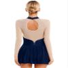 Freebily Women's Figure Ice Skating Dress Long Sleeve Shiny Rhinestones Roller Skating Lyrical Dance Costume #Navy Blue_F Large view 2