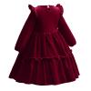 Baby Girls Toddler Velvet Dress Ruffle Long Sleeve Princess Pageant Christmas Party Wedding Dresses Tutu Gown Fall Winter Clothes Kids Birthday Holiday Playwear Dresses Outfit Wine Red 6-7 Years view 4