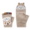 Ibluelover Kids Convertible Fingerless Gloves Cat Bunny Knit Flap Cover Mittens Half Finger Stretchy Mitten Glove for Girls Boys 8-10Y view 3