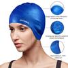 Silicone 3D Ear Protection Swim Cap - Latex-Free Non-Slip Waterproof for Long Hair/Thin Braids, Chlorine Resistant Tear-Resistant for Competitive Swimming, Comes with Ear Plugs & Nose Clip view 2