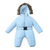 Hooded Coat Vest Baby Romper Outerwear Snowsuit Girls Coat Infant Jumpsuit Hooded Jacket Warm (Sky Blue, 0-3 Months) view 3