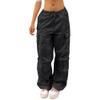 Black Parachute Pants for Women Baggy Pants Y2k Low Rise Sweatpants Cargo Pants Straight Leg Trousers Oversized E-Girl Streetwear Boyfriend Style Joggers Hippie Grunge Pants Black M view 1