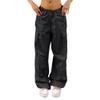 Black Parachute Pants for Women Baggy Pants Y2k Low Rise Sweatpants Cargo Pants Straight Leg Trousers Oversized E-Girl Streetwear Boyfriend Style Joggers Hippie Grunge Pants Black M view 2
