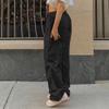 Black Parachute Pants for Women Baggy Pants Y2k Low Rise Sweatpants Cargo Pants Straight Leg Trousers Oversized E-Girl Streetwear Boyfriend Style Joggers Hippie Grunge Pants Black M view 3