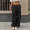Black Parachute Pants for Women Baggy Pants Y2k Low Rise Sweatpants Cargo Pants Straight Leg Trousers Oversized E-Girl Streetwear Boyfriend Style Joggers Hippie Grunge Pants Black M view 4