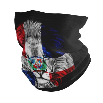 Dominican Republic Flag Lion Neck Gaiter Face Mask Bandana Uv Sun Protection Breathable Balaclava For Fishing/Motorcycle Unisex