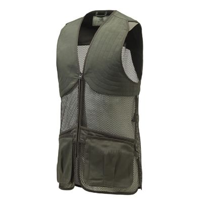 Beretta Unisex Full Mesh Shooting Vest - Breathable Lightweight Competition Vest with Cartridge Pockets & Comfortable Fit, Green Moss, Large