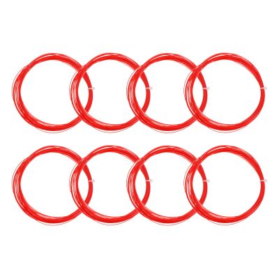 PATIKIL 10M x 0.75mm Badminton Racket String, 8 Pack High Flexibility Nylon String Replacement Thread Line Badminton Repair Accessory, Red