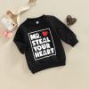 YINGISFITM Baby Girl Boy Valentines Day Outfit Toddler Crewneck Sweatshirt Long Sleeve Shirt Pullover Top Spring Clothes (Mr steal your heart black,12-18 Months) view 2