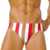 AIMPACT Mens Swim Briefs Bikini Swimwear Quick-Dry Men Surf Bathing Suits with Drawstring Sexy Swimsuit for Men (White Red Gold Stripe)