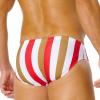AIMPACT Mens Swim Briefs Bikini Swimwear Quick-Dry Men Surf Bathing Suits with Drawstring Sexy Swimsuit for Men (White Red Gold Stripe) view 2