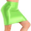 Vxuxlje Womens 70D Glossy High Waist Pencil Skirts Stretchy Bodycon Skirts Mini Short Dress Fluorescent Green X-Large view 3