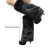 Altsuceser Plush Fuzzy Faux Fur Leg Warmers for Women, Long Boots Shoes Cuff Cover Knee-Length Hipster Warm Sock Black 30cm view 3