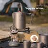Boundless Voyage Titanium Camping Coffee Pot 1500ml Barista Kettle for Making Coffee, Boiling Water - Outdoor Traveling Campfire Stovetop Fast Brew (Kettle+3 Cups Set) view 2