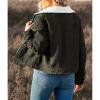 JEsilunmaMY Women's Cardigan Corduroy Jacket Lapel Button Down Sherpa Lined Shirts Coats Warm Winter Loose Shacket Jackets (Green,XX-Large) view 2