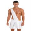 Nikiikoo Men's Ancient Toga Costume Greek Mythology Caesar Halloween Party Roman Cosplay Fancy Dress White 3X-Large view 1