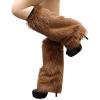 Altsuceser Plush Fuzzy Faux Fur Leg Warmers for Women, Long Boots Shoes Cuff Cover Knee-Length Hipster Warm Sock Brown 30cm view 1