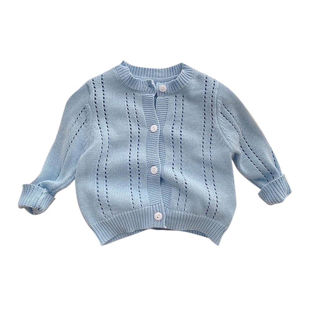 Kids Toddler Girls Boys Spring Winter Solid Knit Sweater Cardigan Long Sleeve Coat Jacket Boys (Light Blue, 5-6 Years)