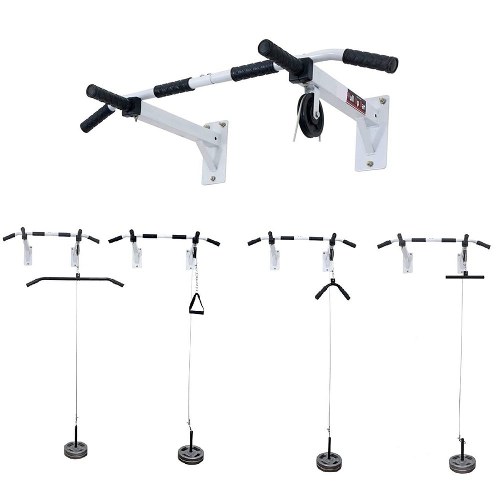 Spancare Pull Up Bar Wall Mounted Chin Up Bar with Lats Bar, Tricep Bar, U Bar and Solid